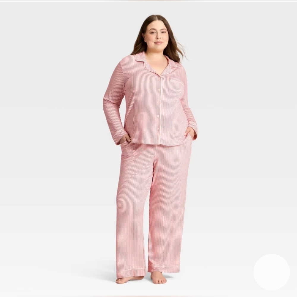 Auden Pink and White Striped Pajama Set